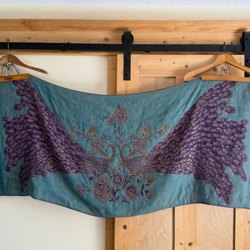 Teal and Purple Peacock Shawl